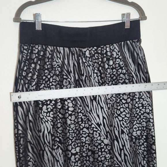 Jason Maxwell Black and Silver Animal Print Pencil Skirt Size XL