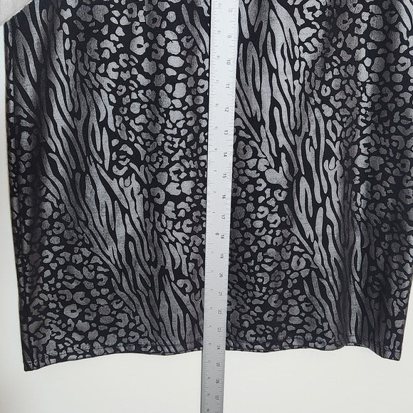 Jason Maxwell Black and Silver Animal Print Pencil Skirt Size XL