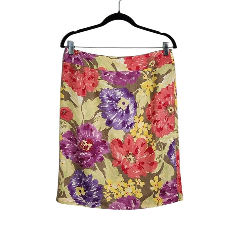 Banana Republic Floral Print Knee Length Straight Skirt Size 8