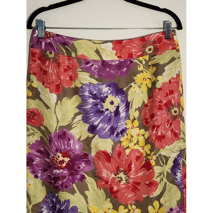 Banana Republic Floral Print Knee Length Straight Skirt Size 8