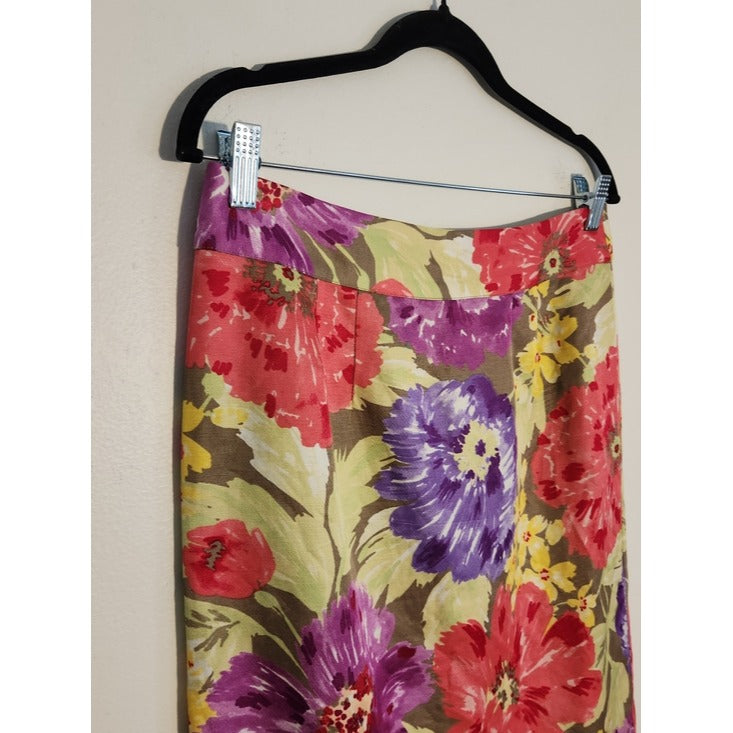 Banana Republic Floral Print Knee Length Straight Skirt Size 8