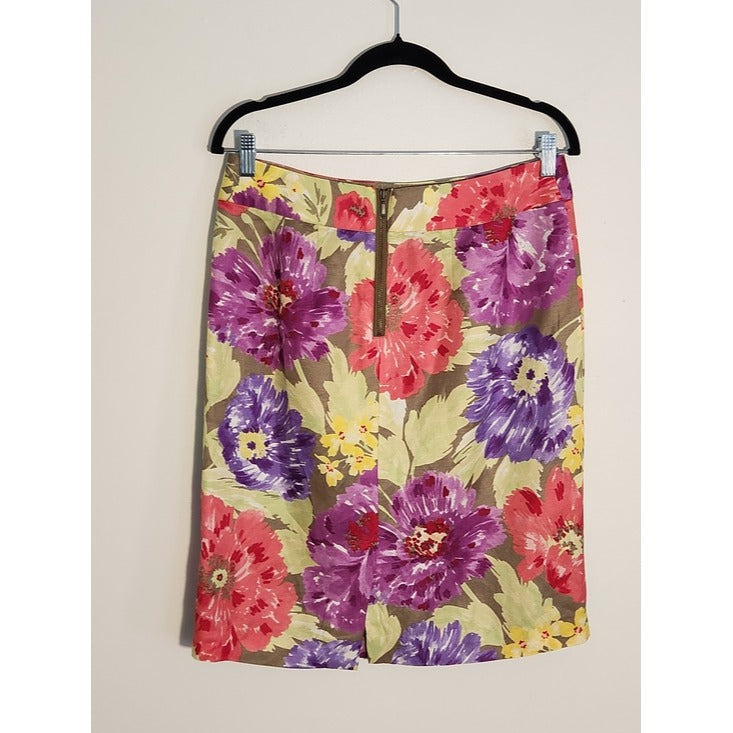 Banana Republic Floral Print Knee Length Straight Skirt Size 8