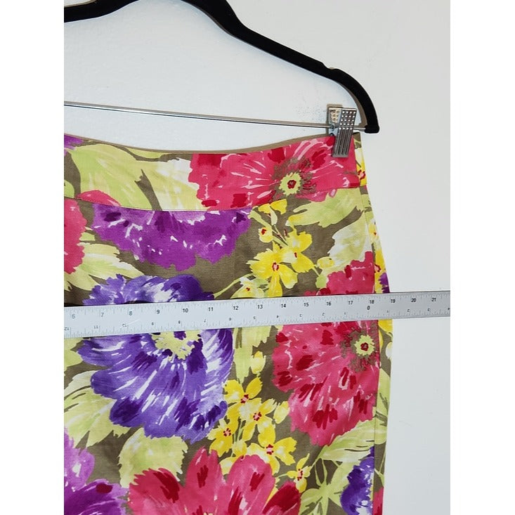 Banana Republic Floral Print Knee Length Straight Skirt Size 8