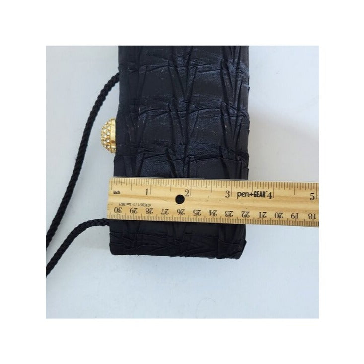 La Regale Vintage Black Evening Purse with Rhinestone Closure