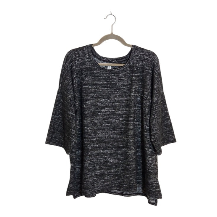 Zenana Outfitters Heather Black Fuzzy Knit Top Size XL