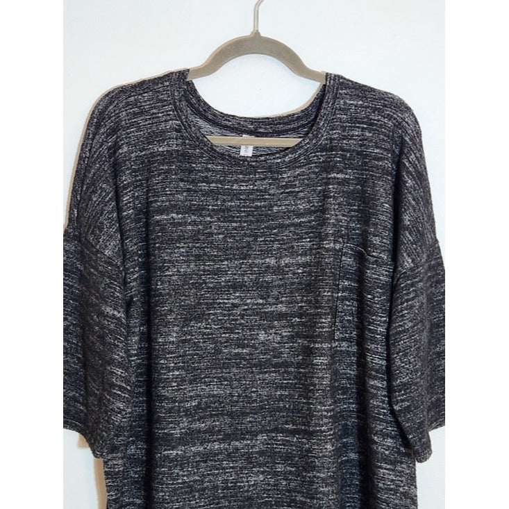 Zenana Outfitters Heather Black Fuzzy Knit Top Size XL