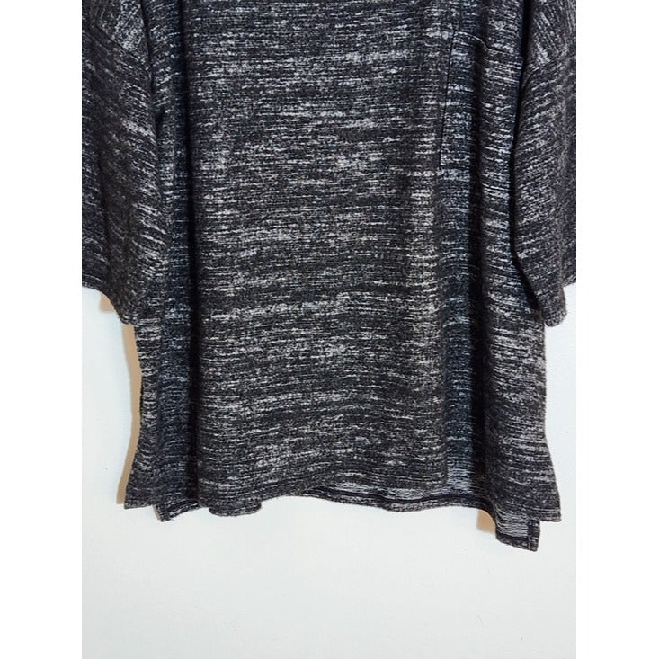 Zenana Outfitters Heather Black Fuzzy Knit Top Size XL