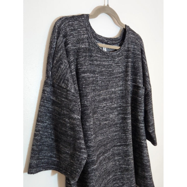 Zenana Outfitters Heather Black Fuzzy Knit Top Size XL