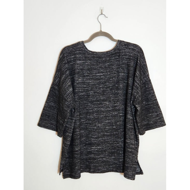 Zenana Outfitters Heather Black Fuzzy Knit Top Size XL
