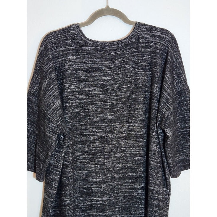 Zenana Outfitters Heather Black Fuzzy Knit Top Size XL