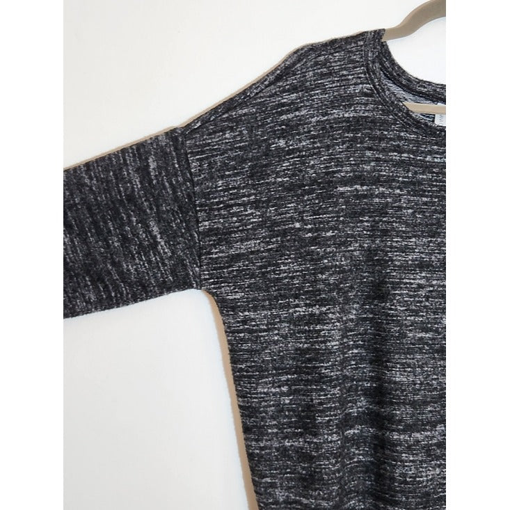 Zenana Outfitters Heather Black Fuzzy Knit Top Size XL