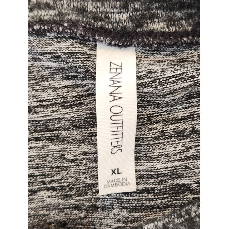 Zenana Outfitters Heather Black Fuzzy Knit Top Size XL