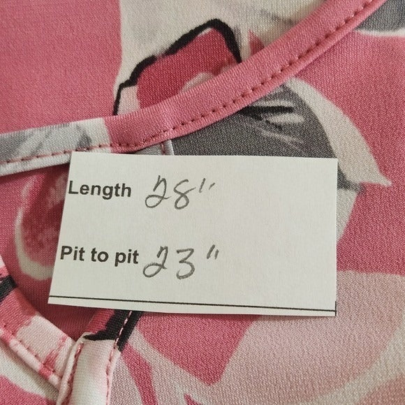 Allison Daley Floral Pink Blouse with 3/4 Sleeves Size XL Pink Floral Top