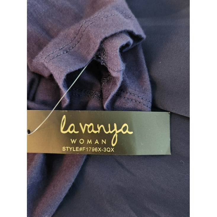 La Vanya Navy Open Cardigan Duster with Layered Ruffle Hem NWT Size 1X