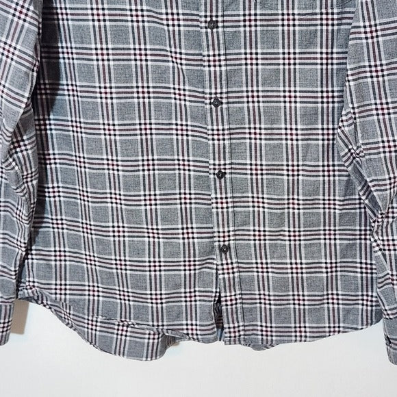 Michael Kors Men's Gray Plaid Button Down Shirt Size Large Gray Plaid Shirt