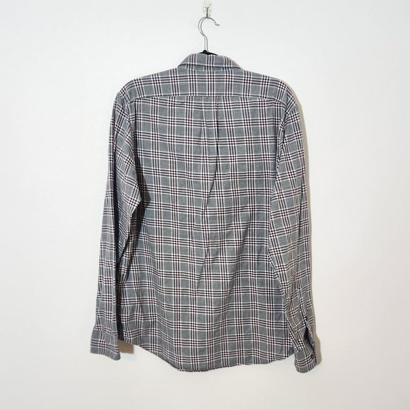Michael Kors Men's Gray Plaid Button Down Shirt Size Large Gray Plaid Shirt