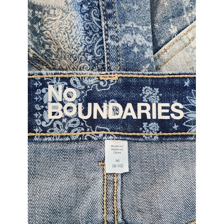 No Boundaries Bandana Patchwork Print Low Rise Denim Mini Skirt Size Medium