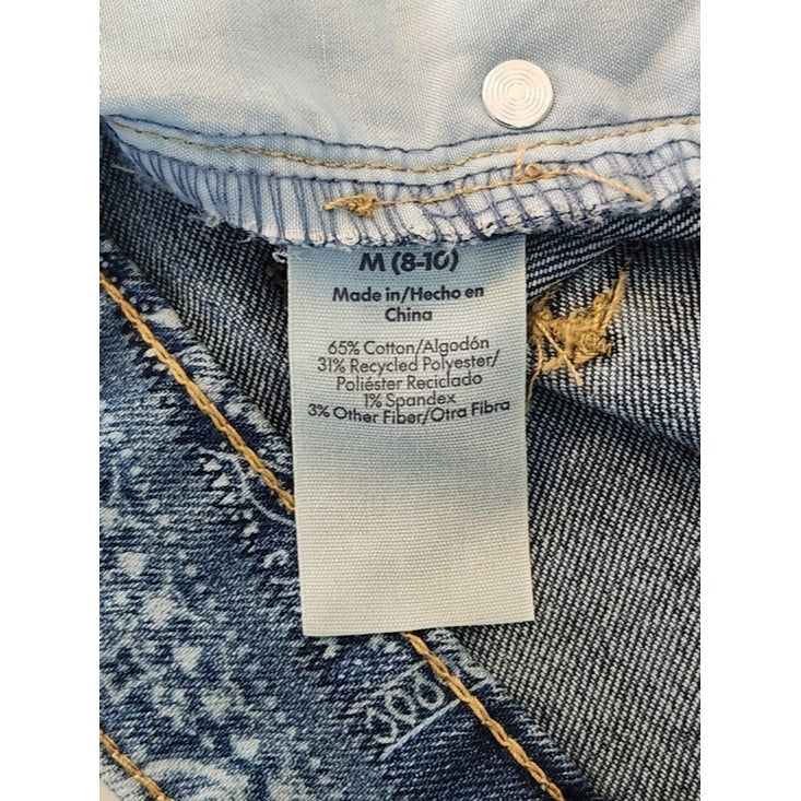 No Boundaries Bandana Patchwork Print Low Rise Denim Mini Skirt Size Medium