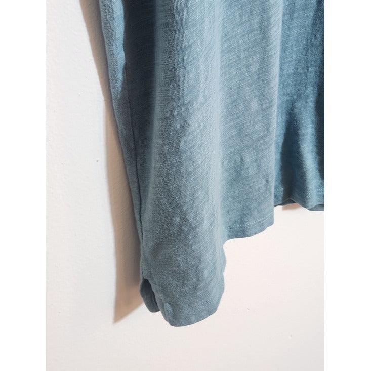 Vince Seaglass Blue Textured Slub Knit Polo Shirt Size Large Flaw
