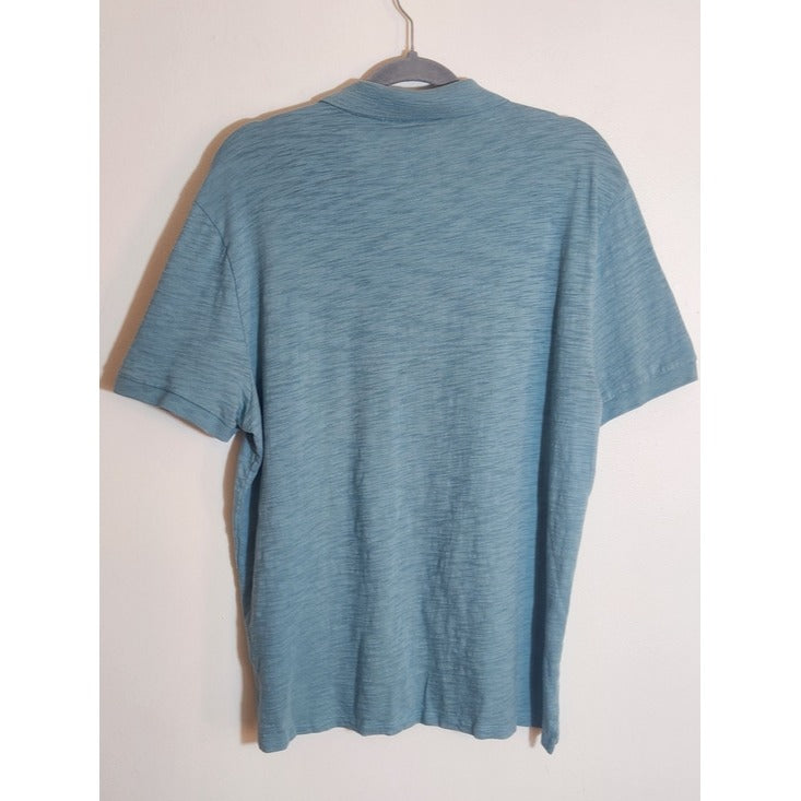 Vince Seaglass Blue Textured Slub Knit Polo Shirt Size Large Flaw