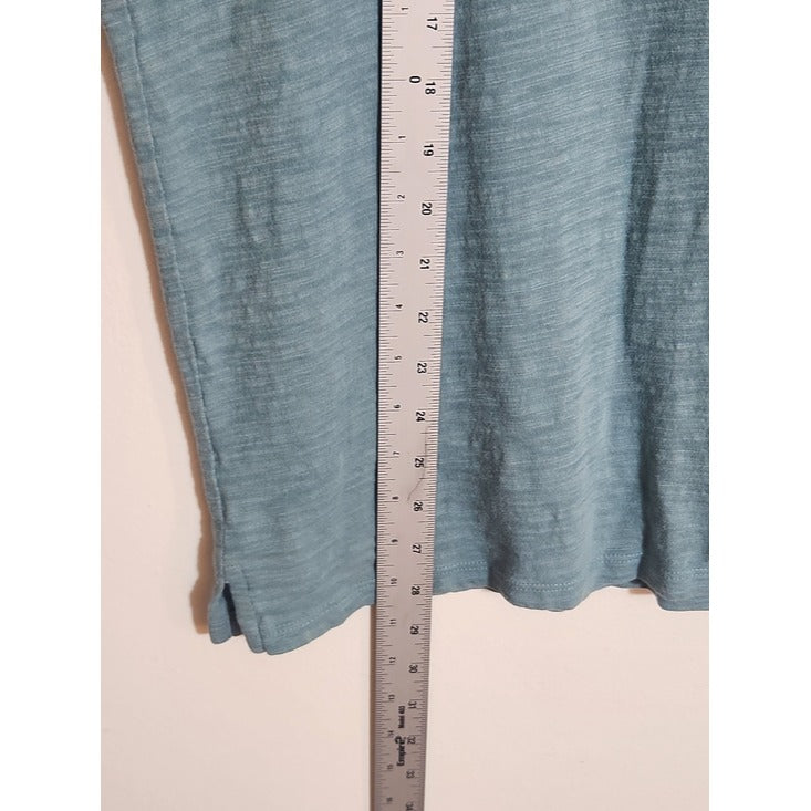 Vince Seaglass Blue Textured Slub Knit Polo Shirt Size Large Flaw