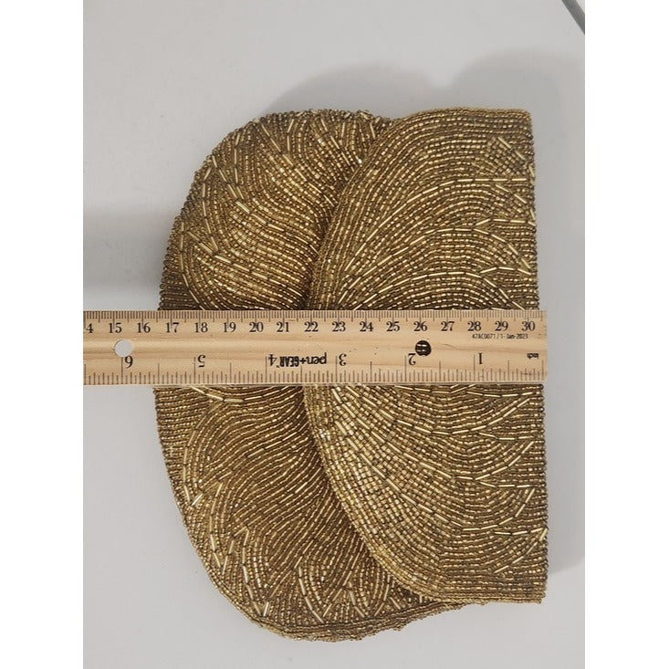 La Regale Gold Beaded Vintage Evening Bag with Chain Strap