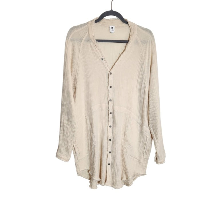 Flawless Cream Cotton Gauze Button-Up Tunic Size XL