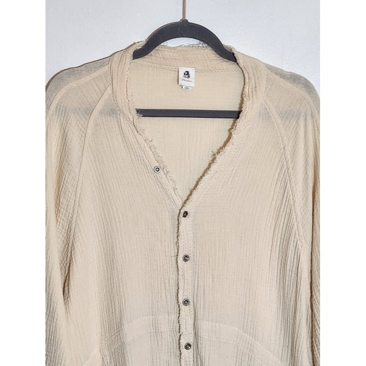 Flawless Cream Cotton Gauze Button-Up Tunic Size XL