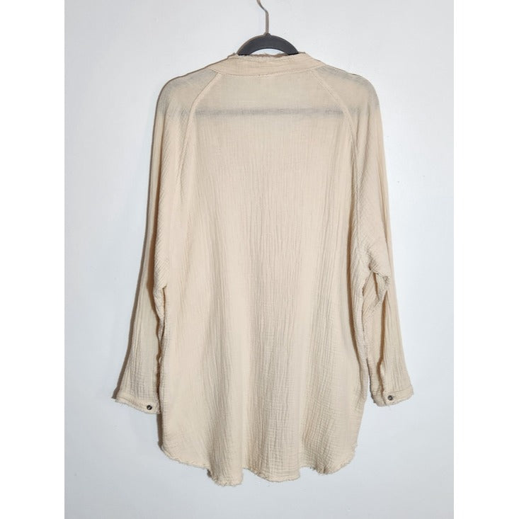 Flawless Cream Cotton Gauze Button-Up Tunic Size XL