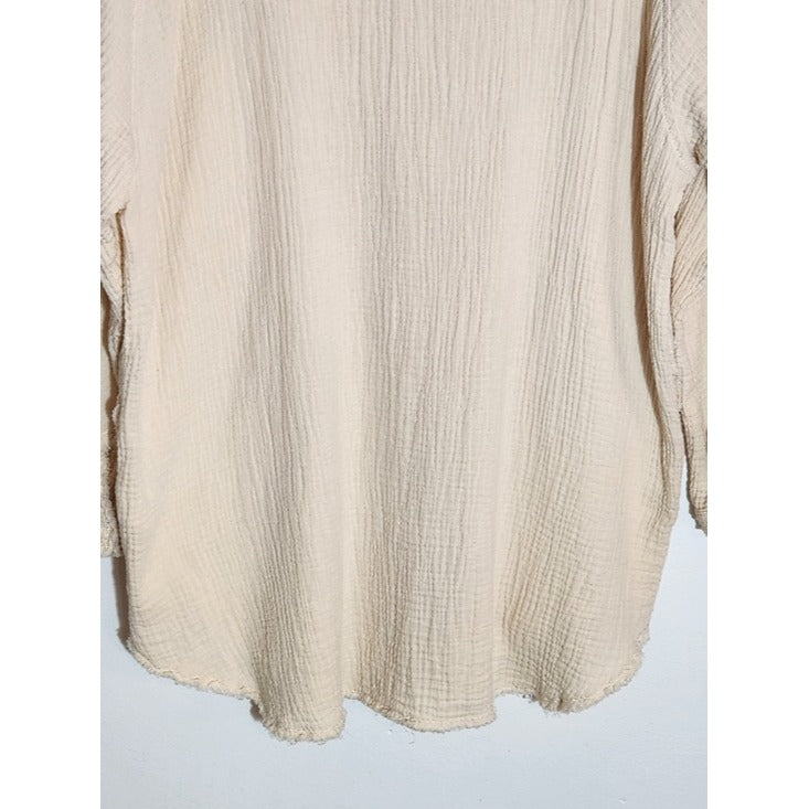 Flawless Cream Cotton Gauze Button-Up Tunic Size XL