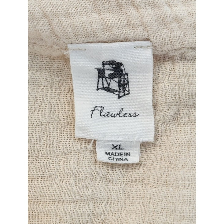 Flawless Cream Cotton Gauze Button-Up Tunic Size XL