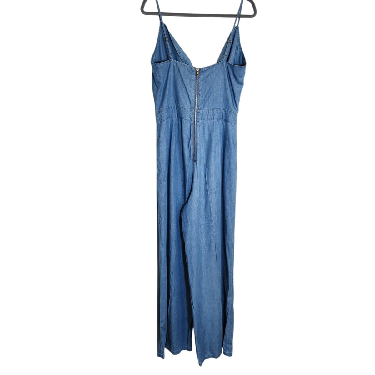 Gianni Bini Chambray Blue Sleeveless Wide Leg Jumpsuit Size Large