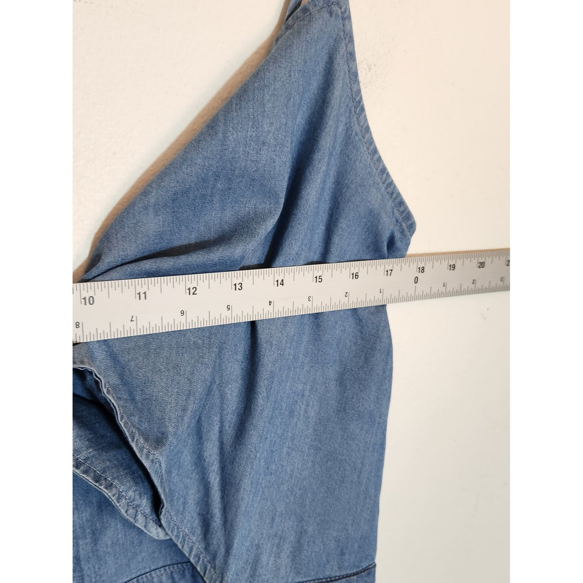 Gianni Bini Chambray Blue Sleeveless Wide Leg Jumpsuit Size Large