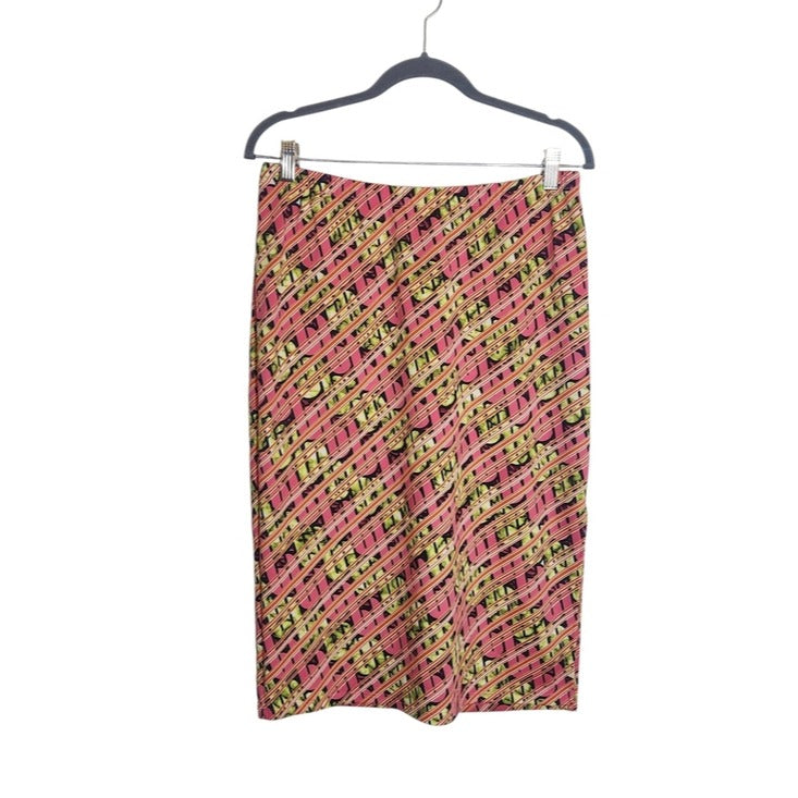 Ashley Stewart Pink and Green Graphic Print Pull On Skirt Size 12