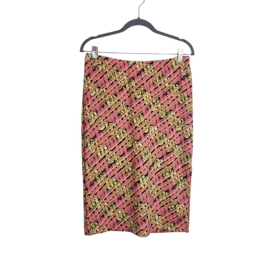Ashley Stewart Pink and Green Graphic Print Pull On Skirt Size 12