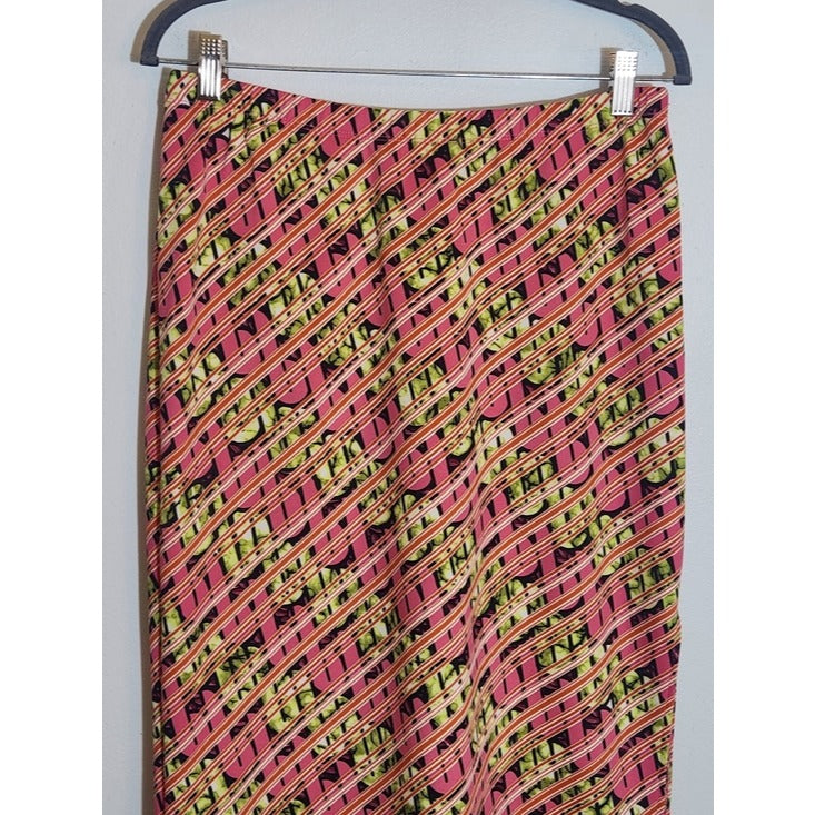 Ashley Stewart Pink and Green Graphic Print Pull On Skirt Size 12