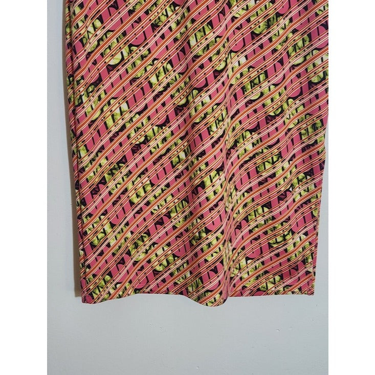 Ashley Stewart Pink and Green Graphic Print Pull On Skirt Size 12