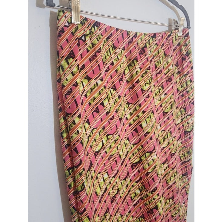 Ashley Stewart Pink and Green Graphic Print Pull On Skirt Size 12