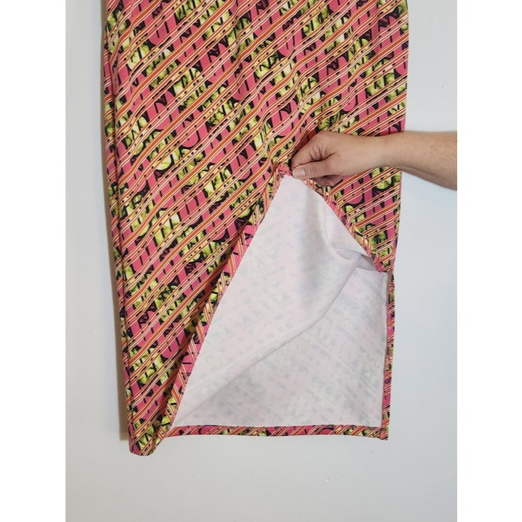 Ashley Stewart Pink and Green Graphic Print Pull On Skirt Size 12