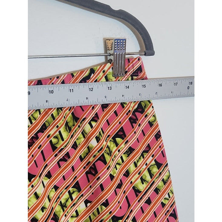 Ashley Stewart Pink and Green Graphic Print Pull On Skirt Size 12