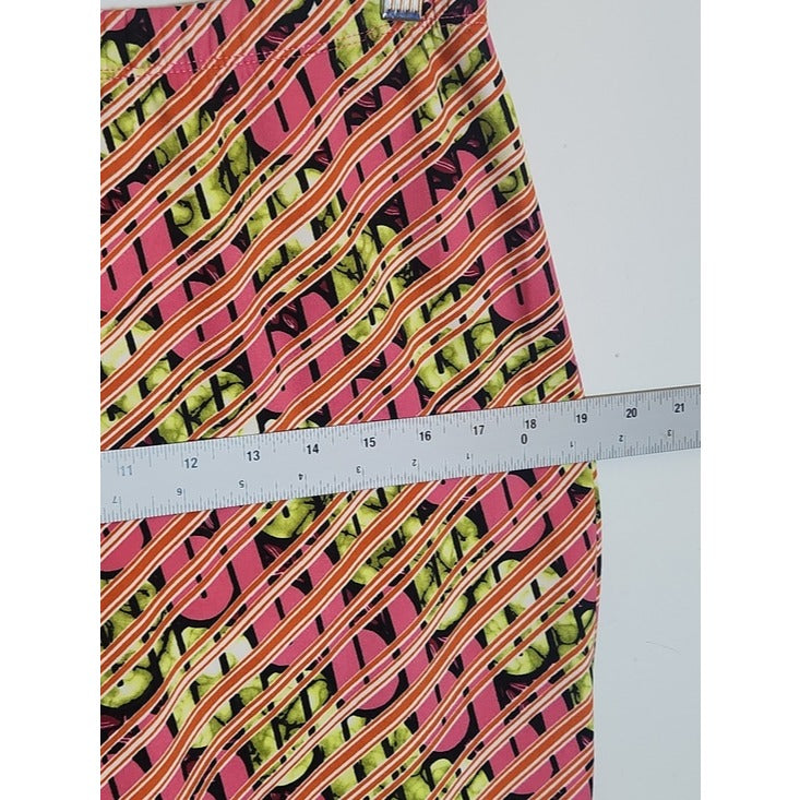 Ashley Stewart Pink and Green Graphic Print Pull On Skirt Size 12