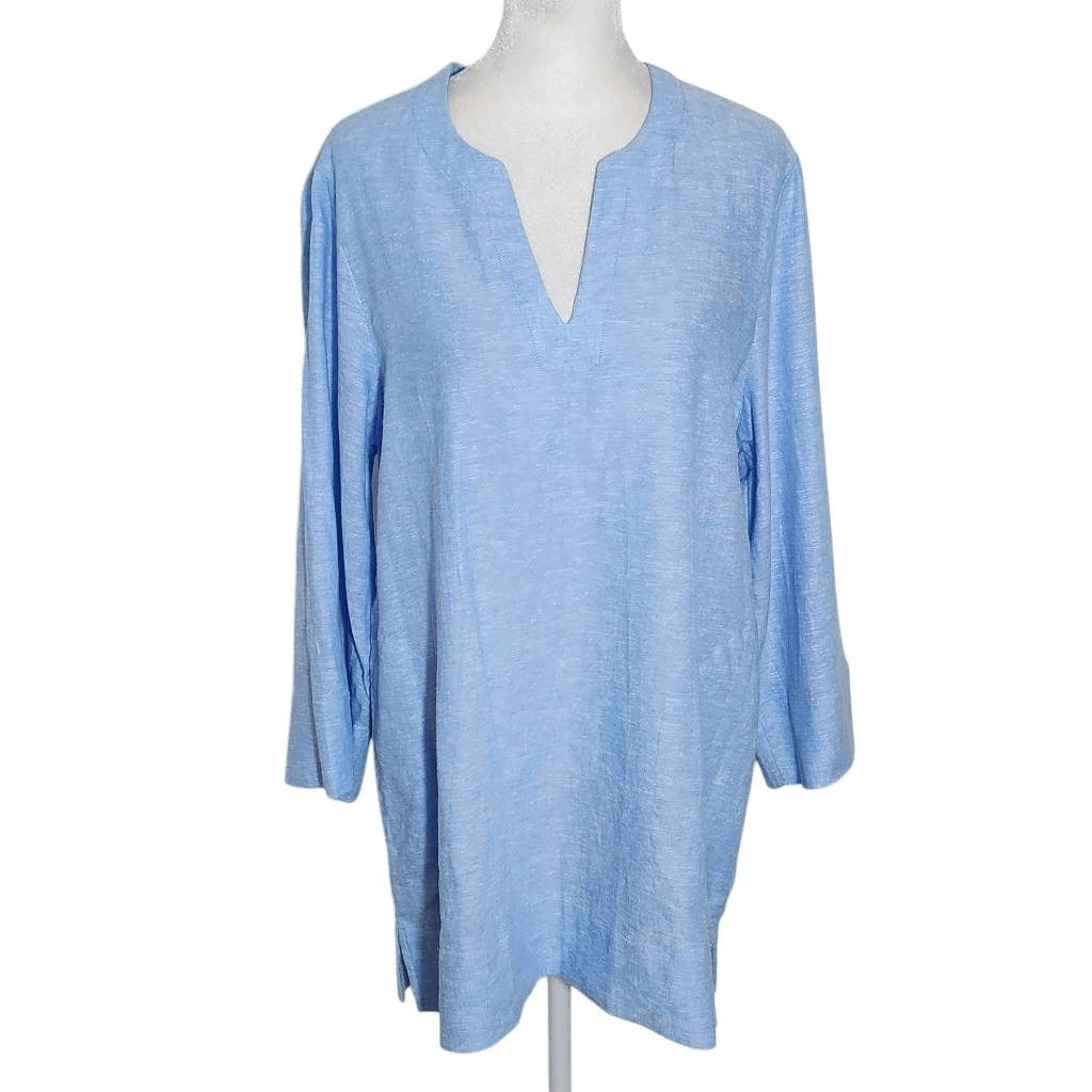 Lands' End Blue Linen Tunic NWT Size Medium Preppy Blue Tunic