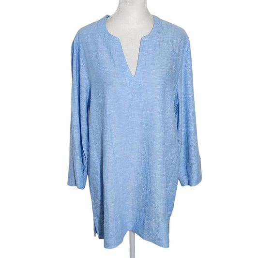 Lands' End Blue Linen Tunic NWT Size Medium Preppy Blue Tunic