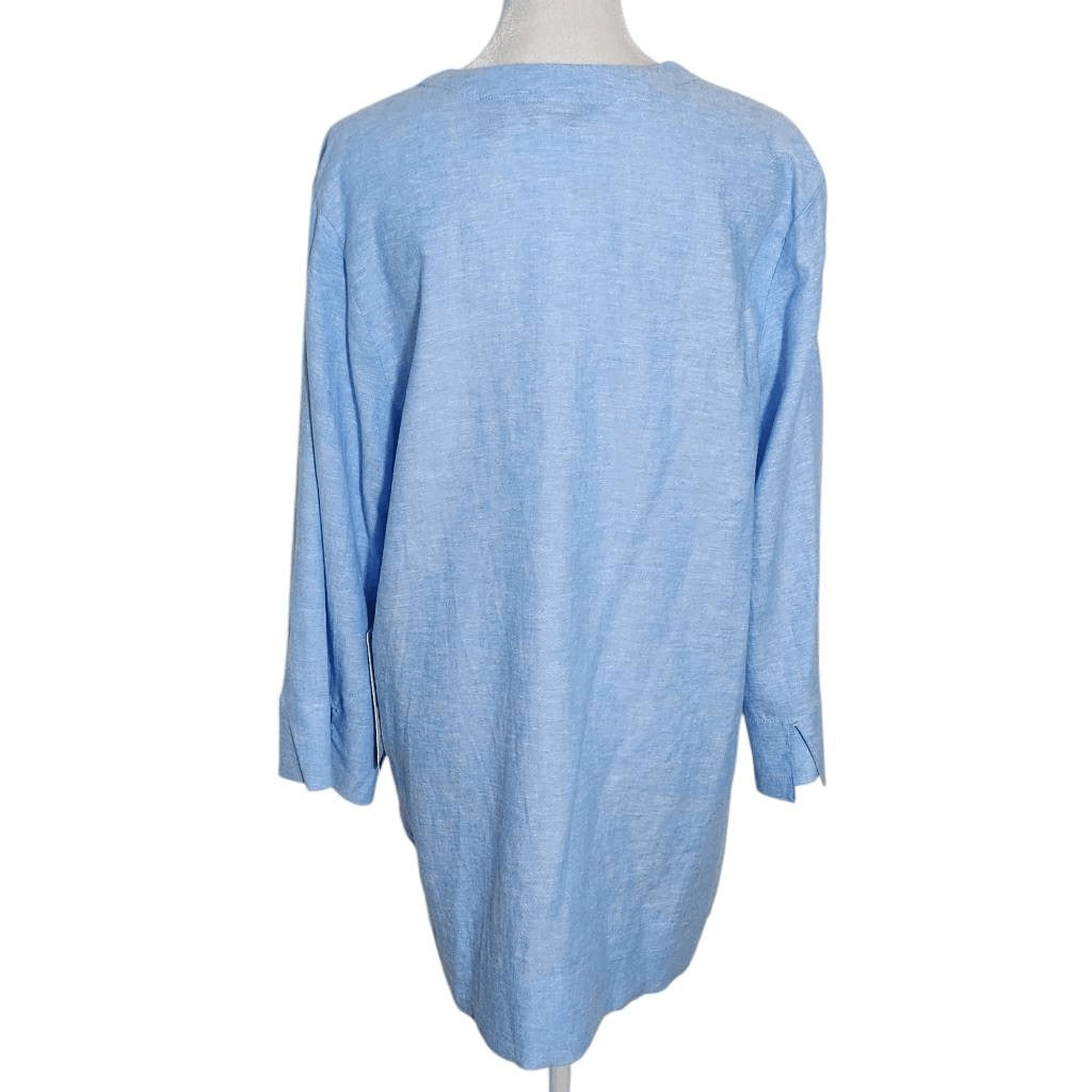 Lands' End Blue Linen Tunic NWT Size Medium Preppy Blue Tunic