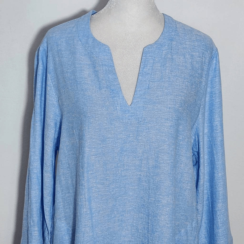 Lands' End Blue Linen Tunic NWT Size Medium Preppy Blue Tunic