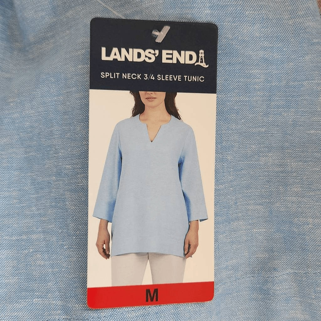 Lands' End Blue Linen Tunic NWT Size Medium Preppy Blue Tunic