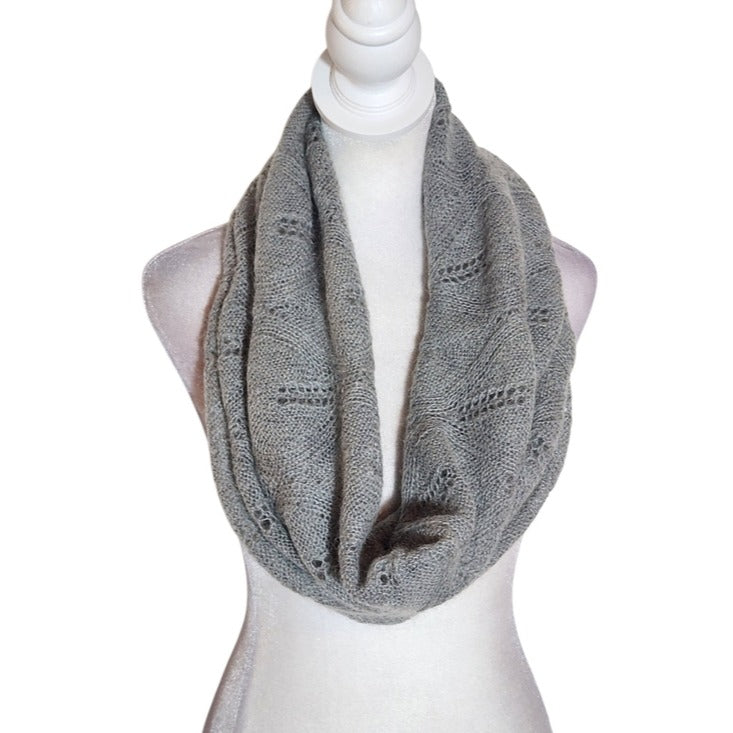 Talbots Gray Mohair Blend Loose Knit Infinity Scarf One Size