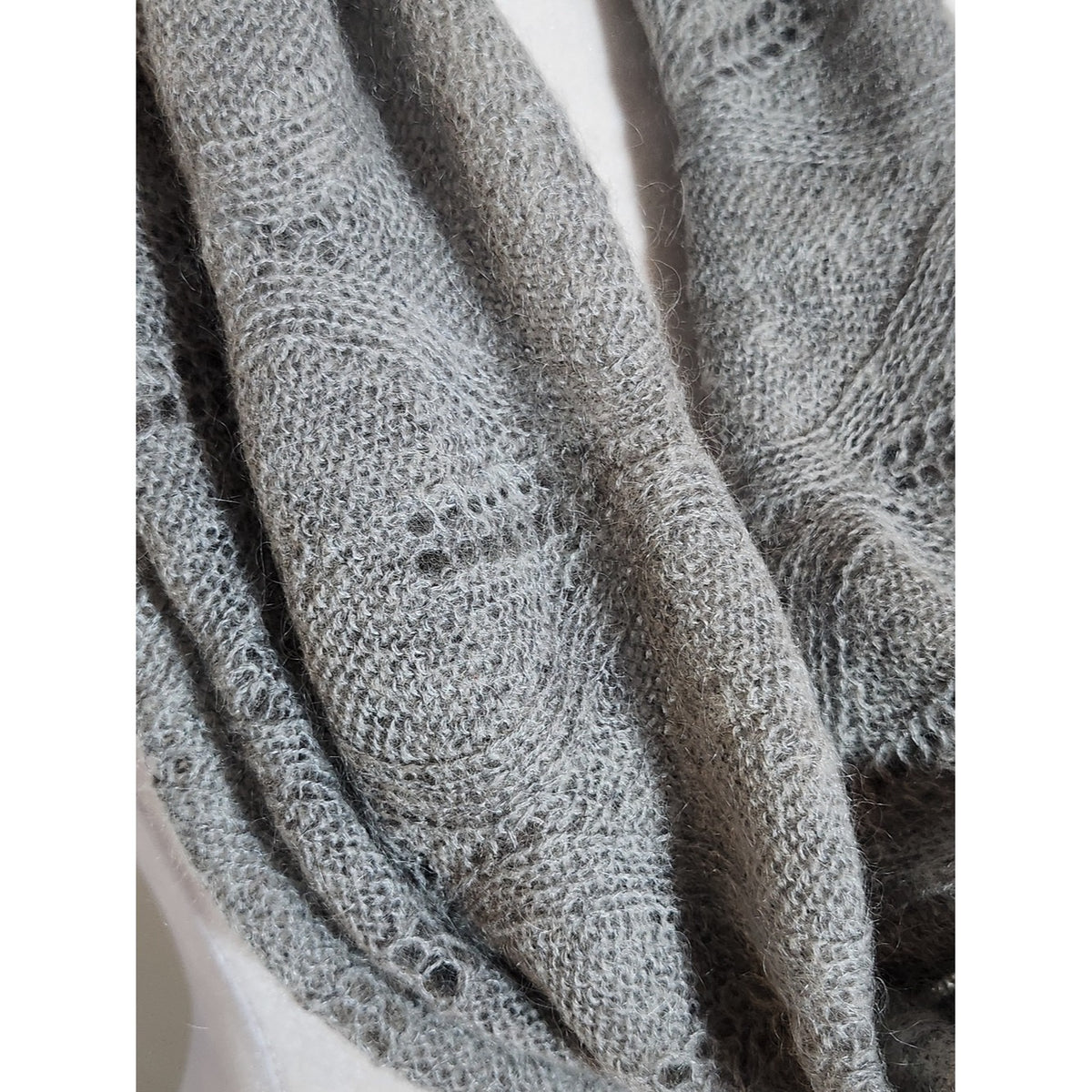Talbots Gray Mohair Blend Loose Knit Infinity Scarf One Size