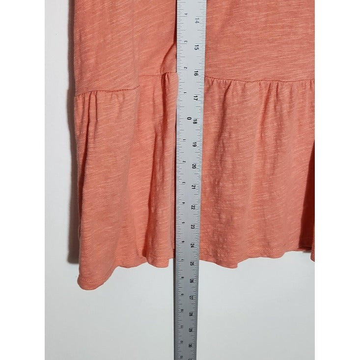 Time and Tru Coral Orange Eyelet Sleeve Knit Top Size XL