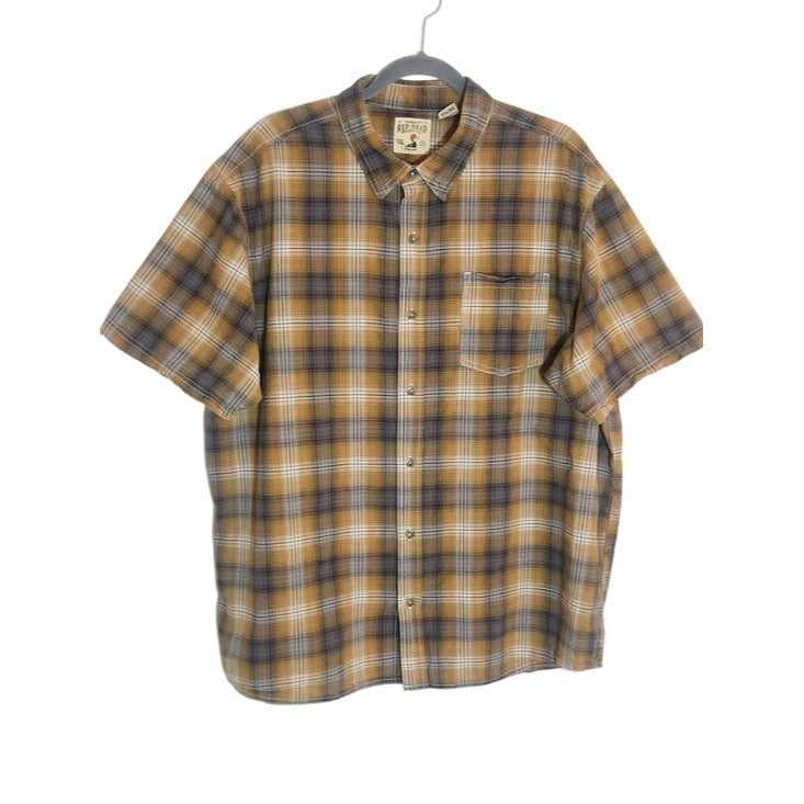 Red Head Brown and Gray Plaid Seersucker Button Down Shirt Size 2X